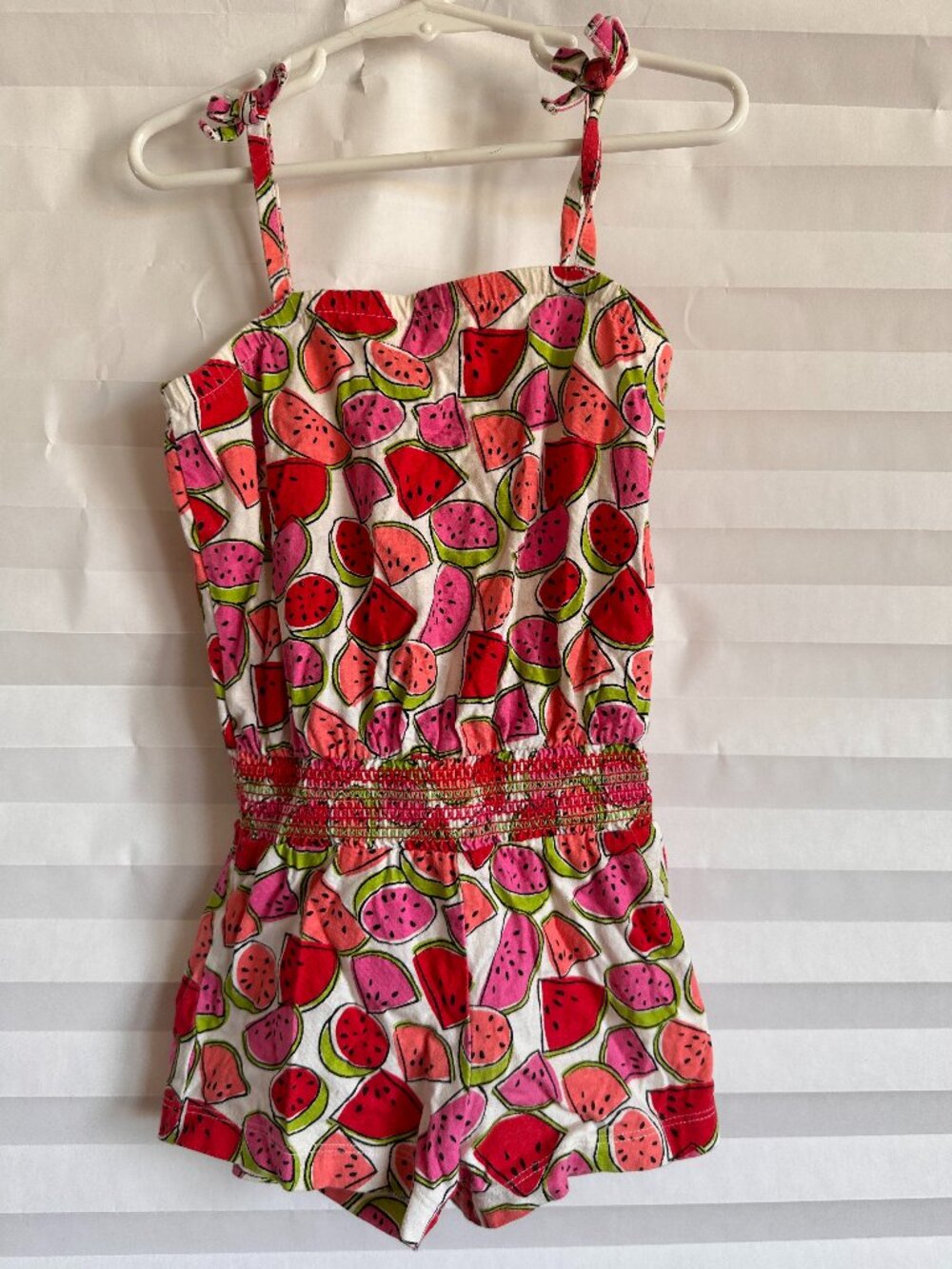 Healthtex Girls Watermelon Print Romper Size 4T Pink Green Summer One Piece